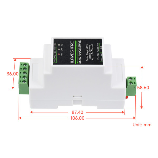Industrial serial server, RS232 to RJ45 Ethernet, TCP/IP to serial, rail-mount support, with POE function(optional)  Industrial serial server, RS232 to RJ45 Ethernet, TCP/IP to serial, rail-mount support, with POE function(optional)