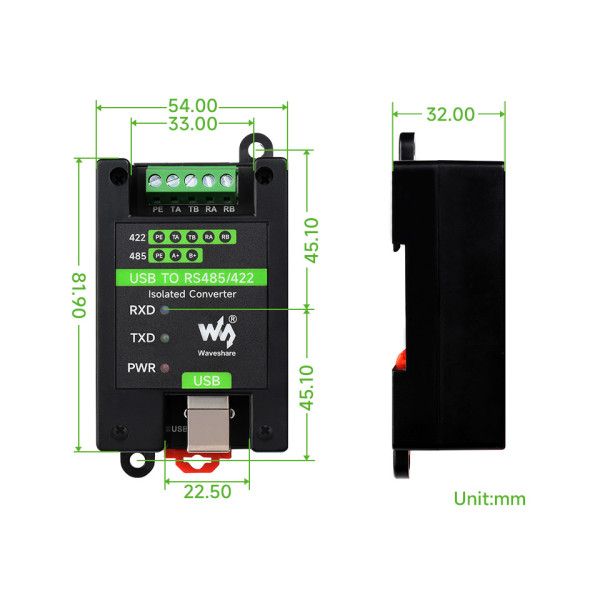 USB to RS485/422 Industrial Grade Isolated Converter, Onboard Original FT232RL and SP485EEN, Multiple Protection  USB to RS485/422 Industrial Grade Isolated Converter, Onboard Original FT232RL and SP485EEN, Multiple Protection