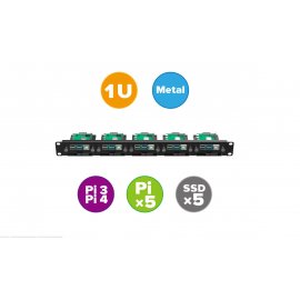 UCTRONICS 19" 1U Rackmount for Raspberry Pi 5/4B/3B+ with SSD Brackets - Holds 5 Pi Boards & 5x 2.5" SSDs, Front-Removable, Captive Screws