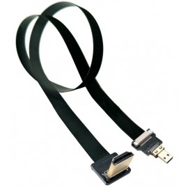90 Degree HDMI - Straight Micro HDMI FPV Flat Cable 15cm