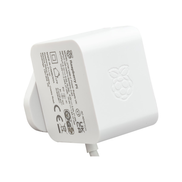 Raspberry Pi 5 Official Power Adapter 27W USB-C PD- White  Raspberry Pi 5 Official Power Adapter 27W USB-C PD- White