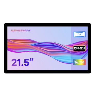 21.5inch Capacitive Touch Display, 1920x1080 Full HD, Optical Bonding Toughened Glass Panel, Supports Raspberry Pi / Jetson Nano